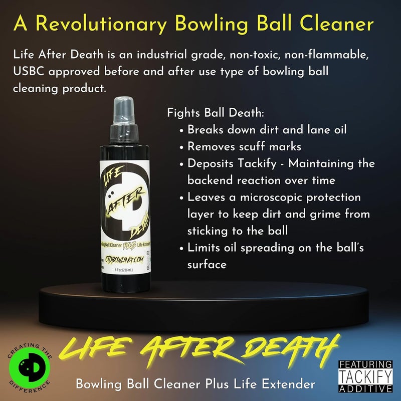 Creating the Difference Life After Death Bowling Ball Cleaner & Life Extender from Industrial Grade Strength Formula | Removes Dirt, Oil and Scuff Marks | USBC Approved - Image 1